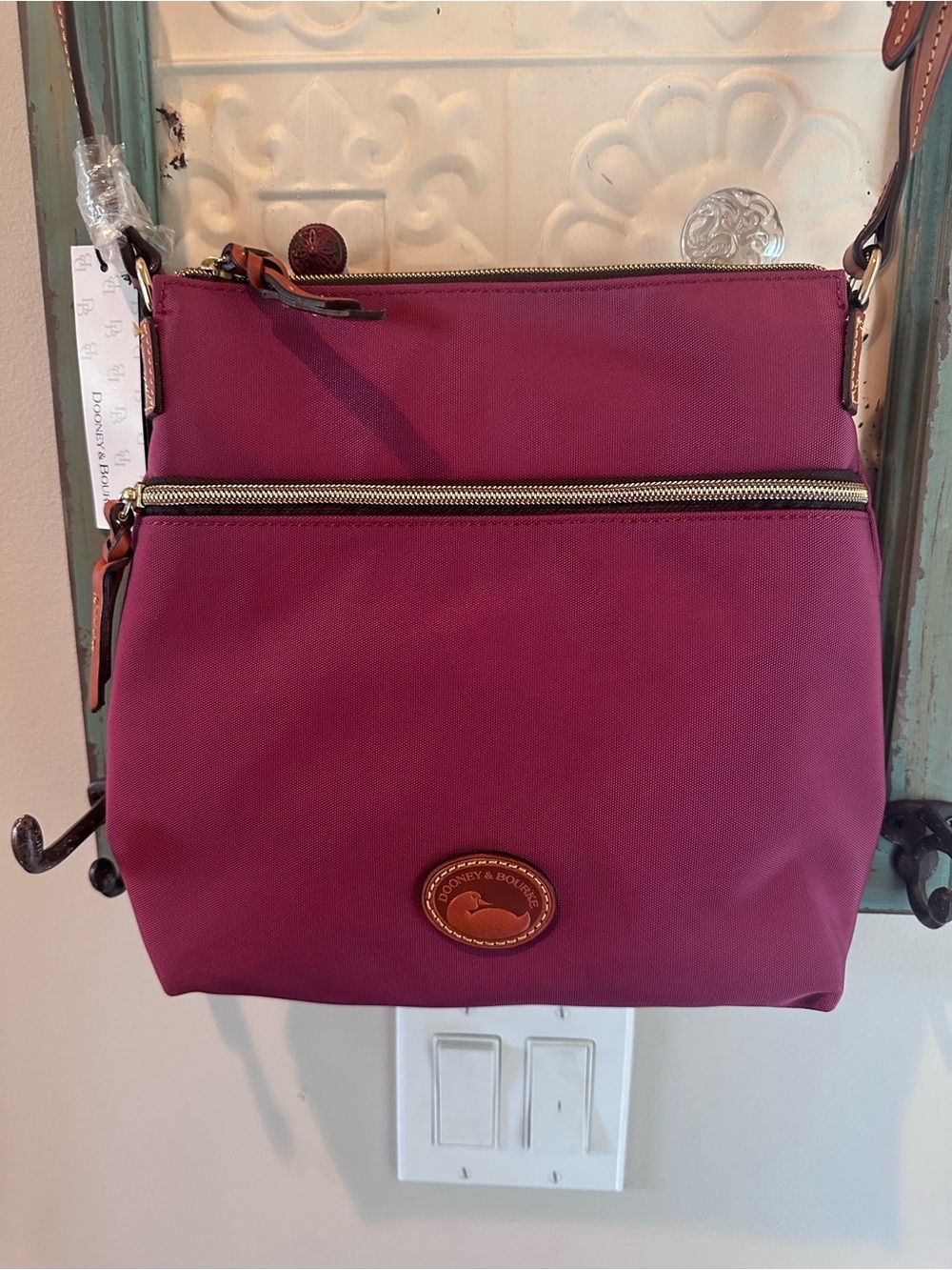 Dooney & Bourke Cranberry Nylon Crossbody NWT Vintage Duck Logo